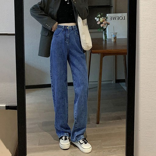 꾸꾸지민 와이드 롱 청바지 일자핏 데님팬츠 하이웨스트