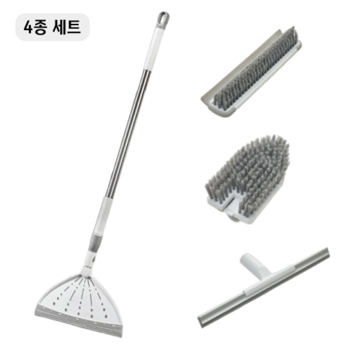 소소단상 청소용 브러쉬 세트 실리콘빗자루 + 스퀴지 + 틈새솔 + 바닥솔 + 연장봉