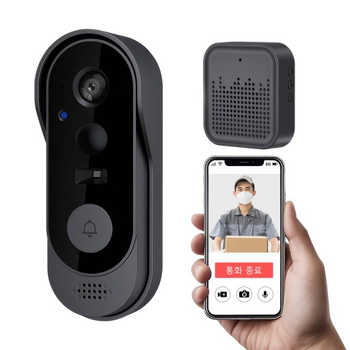 RUNDX 무선 스마트 도어벨 초고화질 스마트폰 WIFI 연동 현관인터폰 야간투시경 방수 초인종
