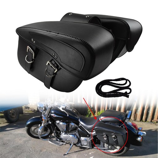 할리 Sportster XL883 1200 가와사키 Vulcan 블랙 오토바이 안장 가방 가죽 방수화물 가방