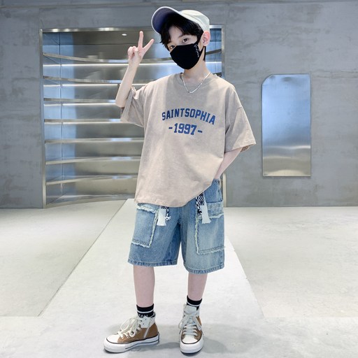 빠빠야네 키즈 주니어 남아 세인트 쿨보이 라이트청 반바지세트 여름