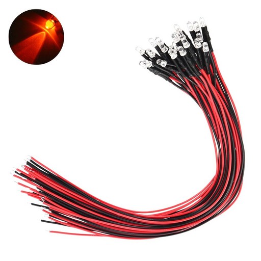 3파이 24V LED 레드 표시등 저항내장형 와이어 케이블 일체형 제어판넬 산업용 전기배선 DIY 전자부품 자동차 오토바이