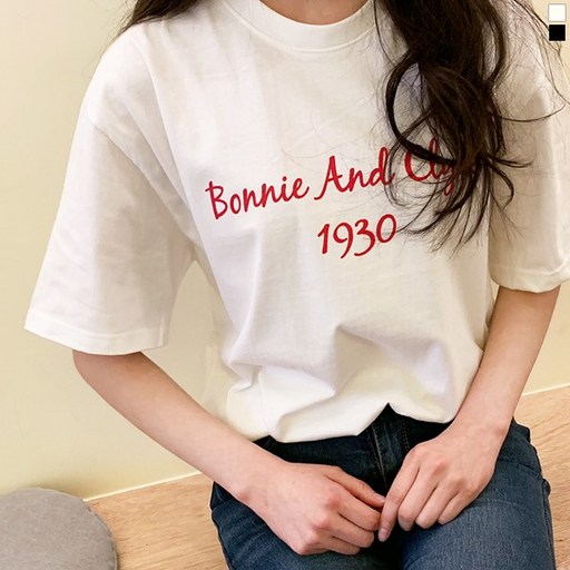 티데일리 남녀공용 보니1930 오버핏 20수 반팔 라운드 티셔츠 반소매