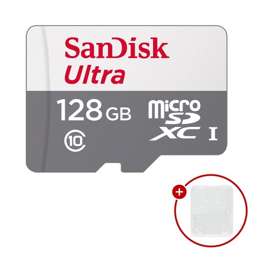 샌디스크 마이크로SD카드 울트라 SDSQUNR + SD카드 케이스, 1개, 128GB