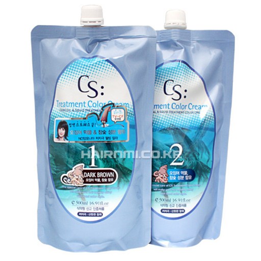 [소망 코스모코스] CS(씨에스) 트리트먼트 오징어먹물 1 2제 500ml /오징어먹물/새치/, 내추럴브라운, 1개