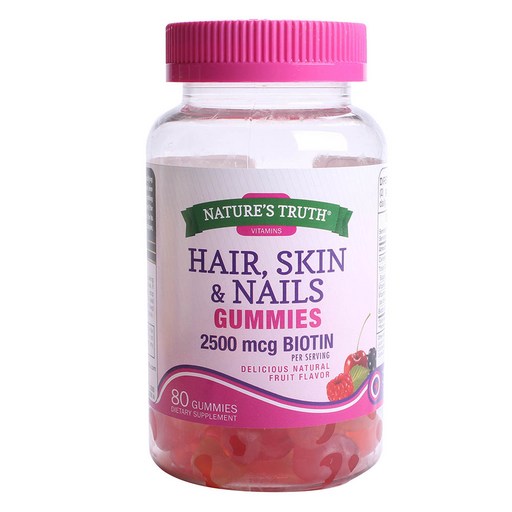 네이쳐스트루쓰 헤어 & 스킨 & 네일 2500mcg 비오틴 내추럴 프루트 구미