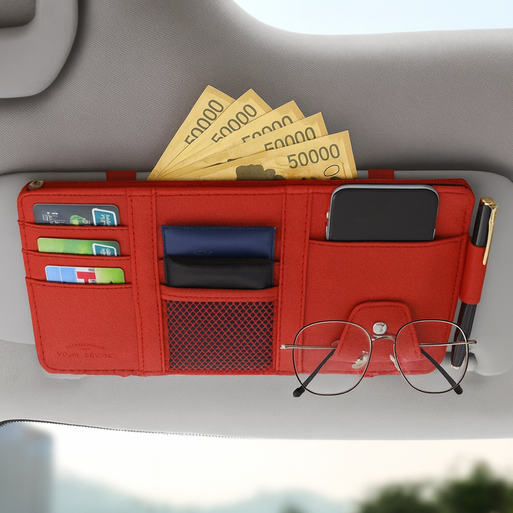 펀토피아 차량용 썬바이저 카드포켓 안경거치대 지폐수납