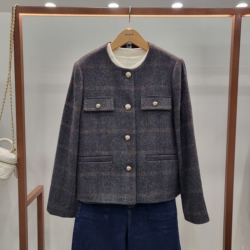 무자크 헤링본체크노카라핸드메이드울자켓MQ1WJK03GN