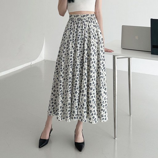오버나인 여자 여성 3타입 플라워패턴 패미닌 롱 스커트