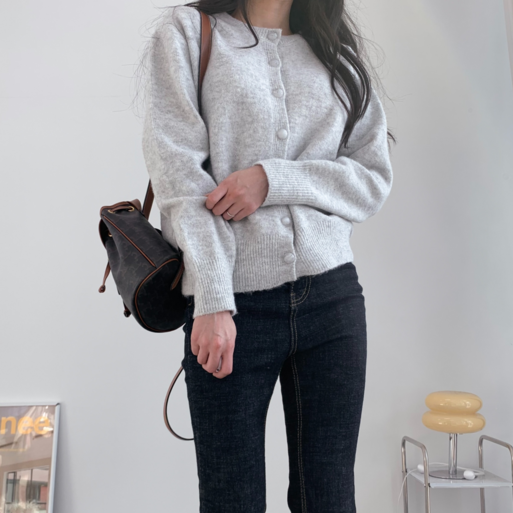 플럭시아 스위트 울 80 라운드 니트 가디건