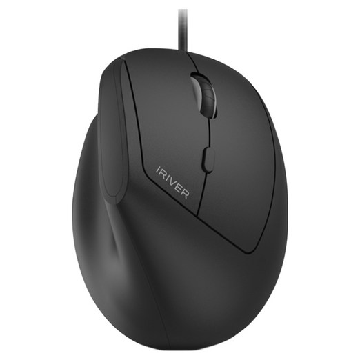 아이리버 항균처리 컴팩트 EV100 인비저블 인체공학 무소음 유선 버티컬 마우스, 단일상품, Black