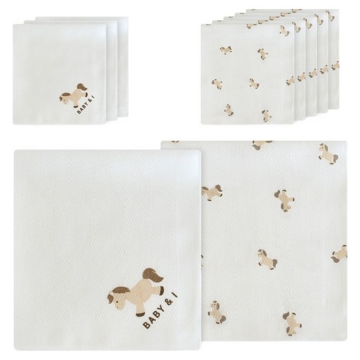 베이비앤아이 순면 나염 손수건 10p