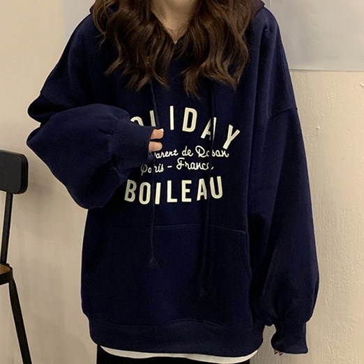 디멜디 여성용 데일리 프린트 루즈핏 봄 간절기 후드 맨투맨