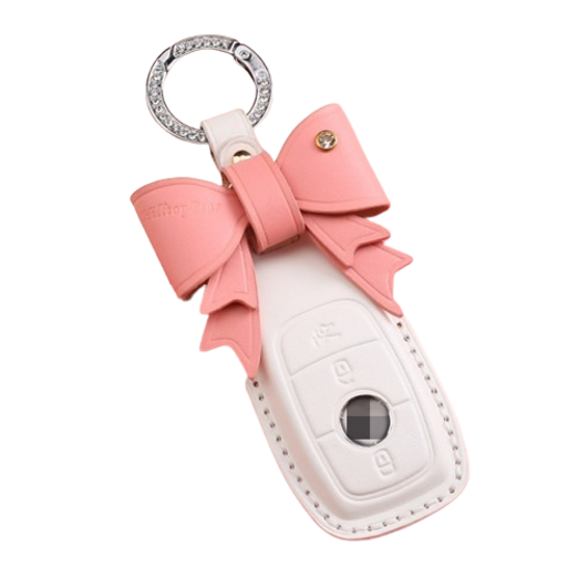 키에티 벤츠 호환 베지터블 가죽 e클래스 스마트 키케이스 키홀더 키커버, 화이트