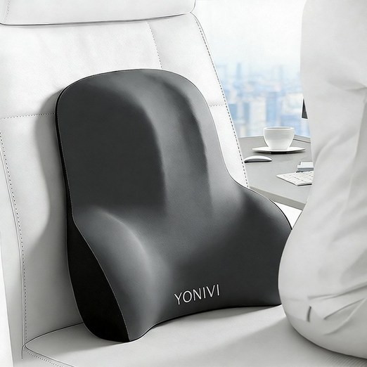 YONIVI 의자 등받이 쿠션 편안한 사무실 바른자세 등받이 허리 쿠션 바른자세 메모리폼 등받이쿠션