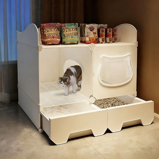 고양이 화장실 반폐쇄식 냥이 화장실