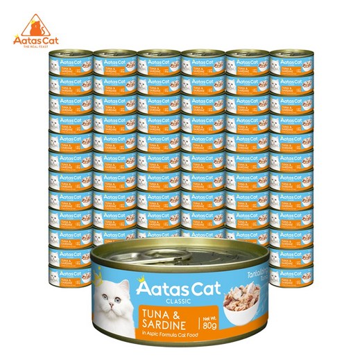 아타스 프리미엄 고양이 습식 주식캔, 혼합참치정어리, 80g, 72개