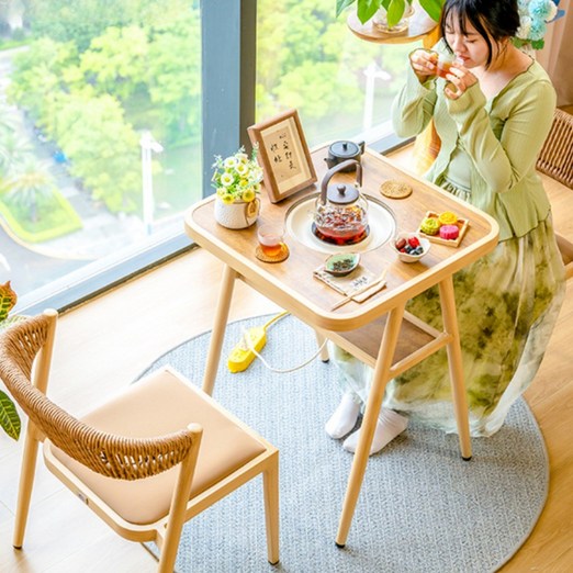 다이네틱 레트로 감성 인덕션 쿠커 테이블 홈 카페 원목 식탁 캠핑 포장마차 거실 접이식, 브라운80