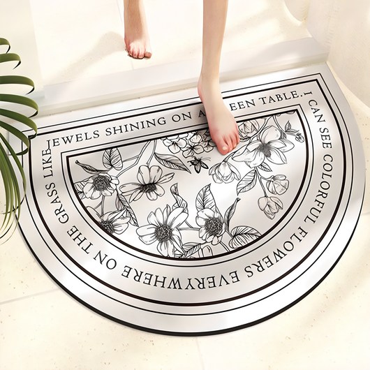 디씨네트워크 빨아쓰는 규조토 발매트 60 x 40 cm, 북유럽꽃반원화이트, 1개