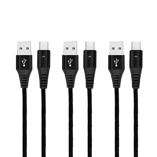 베리어 LED C타입 고속충전 케이블 3p, 1m, 블랙, 3개