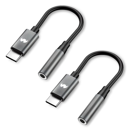 구스페리 C타입 이어폰 변환젠더 4mm, 14cm, 다크그레이, 2개