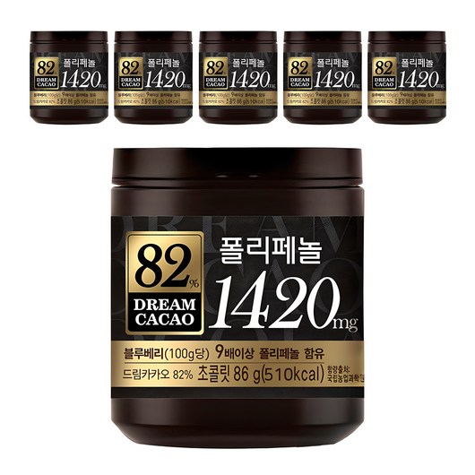 롯데웰푸드 드림카카오 82% 폴리페놀 초콜릿, 86g, 6개