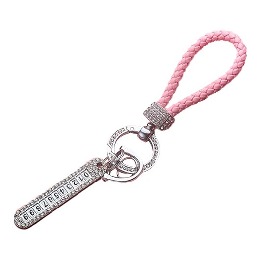 어반카 다이아 로프 자동차 주차 번호판 키링, 1개, 실버 + 핑크