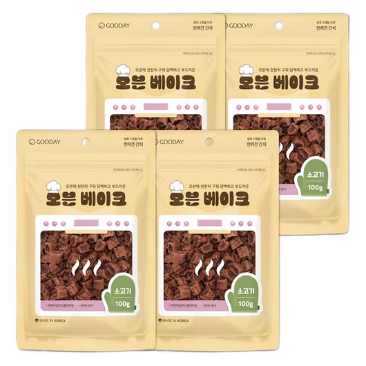 굿데이 강아지 오븐베이크 간식, 소고기, 100g, 4개