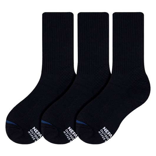 네파 몽콜 쿠션 크루삭스 3켤레 세트 NPCMCCR, 블랙, 블랙, 블랙(NPCMCCRS-BK3), 1세트