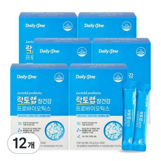 데일리원 락토랩 장건강 프로바이오틱스 30p, 60g, 12개