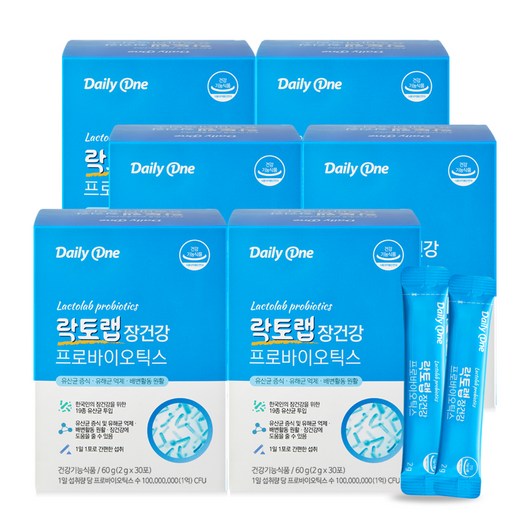 데일리원 락토랩 장건강 프로바이오틱스 30p, 60g, 6개