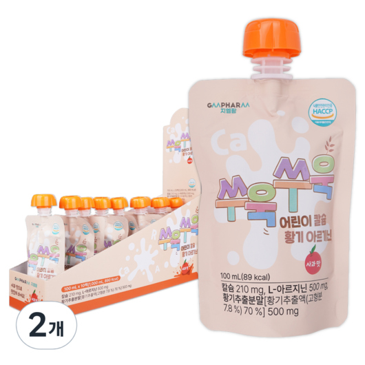 지엠팜 쑤욱쑤욱 어린이 칼슘 황기 아르기닌, 사과맛, 100ml, 2개, 20개