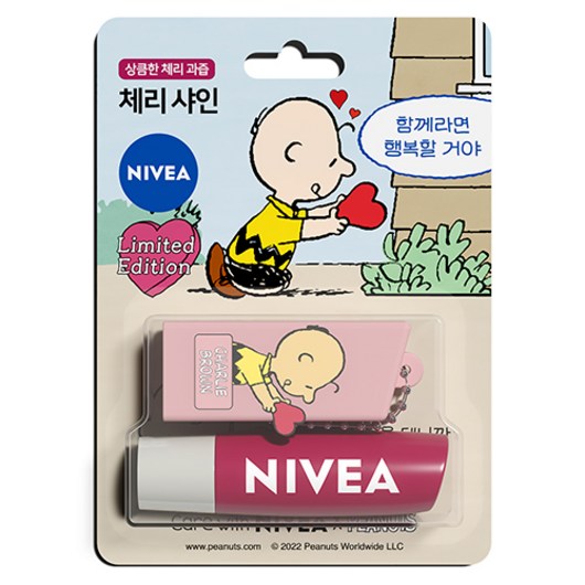 니베아 스누피 에디션 립밤 4.8g, 체리 샤인, 1개
