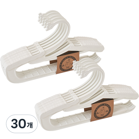 오브제누보 크라운덕 길이조절 아동옷걸이, 밀키 화이트, 30개