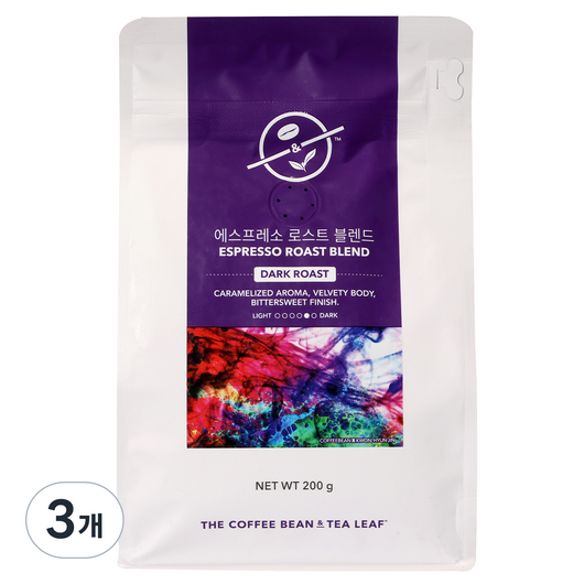 커피빈 에스프레소 로스트 블렌드 원두, 홀빈(분쇄안함), 200g, 3개 커피빈상품권 커피빈 에스프레소 로스트 블렌드 원두, 홀빈(분쇄안함), 200g, 3개 커피빈상품권
