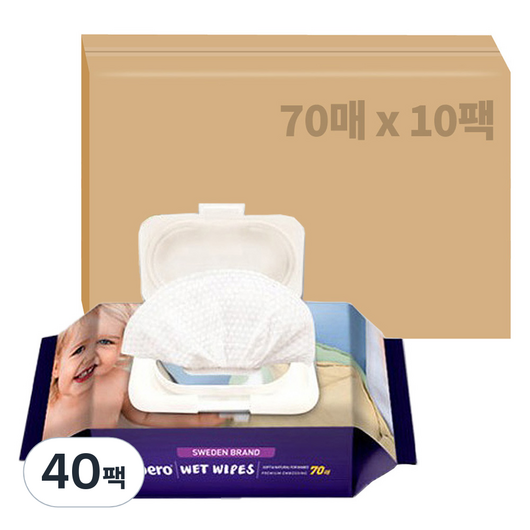 리베로 프리미엄 엠보싱 아기 물티슈 캡형 화이트, 60g, 70매, 40세트