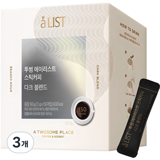 aLIST 스틱커피 다크 블렌드, 1.1g, 150개입, 3개