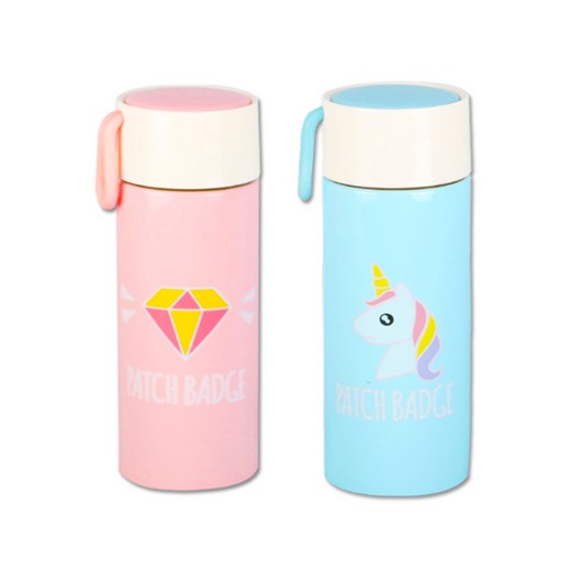 마이닝 파스텔 미니 스텐 보온보냉텀블러 2종 세트, 핑크 + 스카이블루, 260ml, 1세트