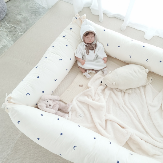 아이레빗 유아용 범퍼 쿠션 커버 솜포함 2종 x 2p 세트, 별달블루