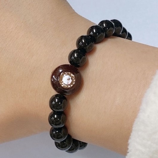 붓다존 기획 - 탄생석 옻칠염주 8mm(생월 택1)- 원석팔찌 염주 합장주