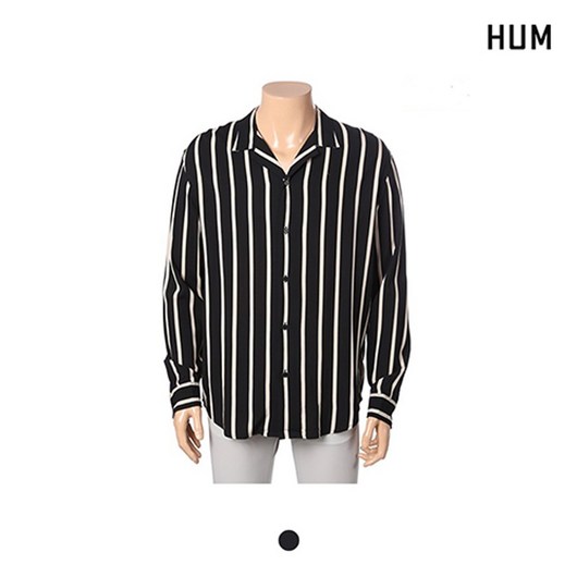 HUM 남 오픈카라 스트라이프 셔츠 FHNECSL113M