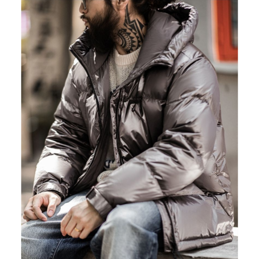 남자 패딩 아메리칸 퍼플 실버 90 덕다운 도톰하고 따뜻한 하이넥 후드야상 겨울 Winter Down Jacket FXTS2401313