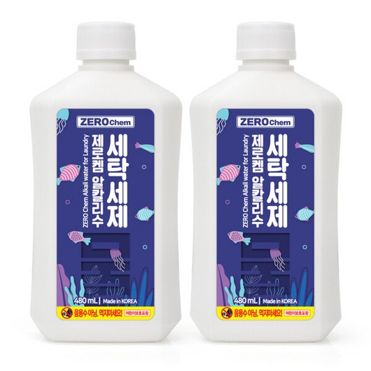 제로켐 강알칼리수 거품없는 액체세탁세제 480ml x2개, 2개