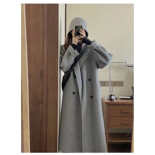 휠렉스 여성 가을 겨울 하프 무릎 덮개 모직 코트 M536