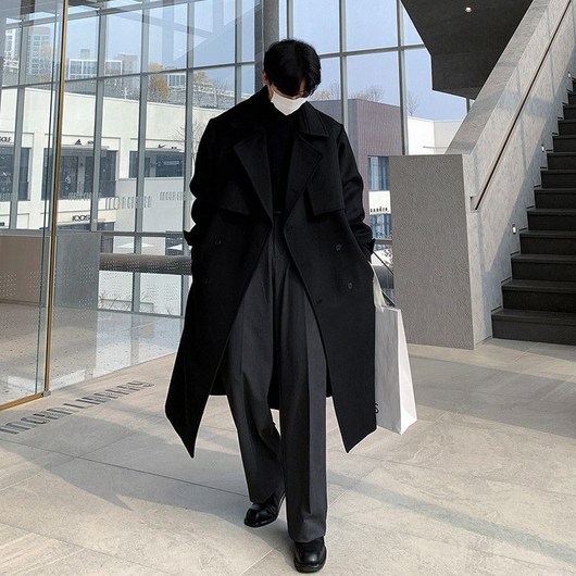 해피유통 남성 디자인감 고급 캐시미어 트렌치코트jhn