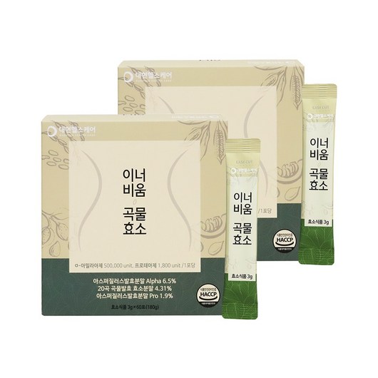 대현헬스케어 국내산 20곡 발효곡물효소 소화효소 17종 프로바이오틱 유산균 율무차맛 아밀라아제 프로테아제, 2박스, 180g