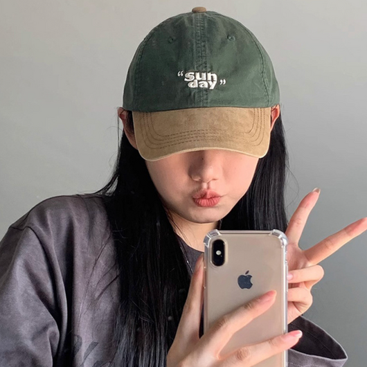 메리하이 남녀공용 1+1 자수 투톤 볼캡 4컬러