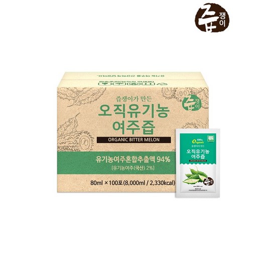 즙쟁이 오직유기농 여주즙, 100개, 80ml