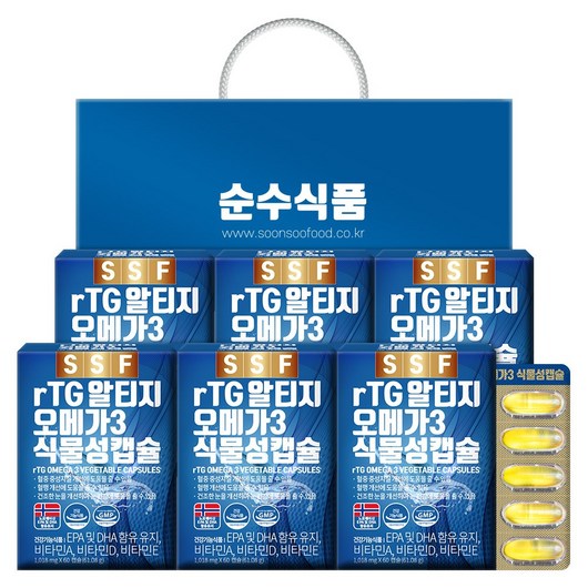 순수식품 rTG 알티지 오메가3 1000mg, 60정, 6개