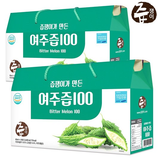 즙쟁이 여주즙 30포 x 2개, 2L, 2박스